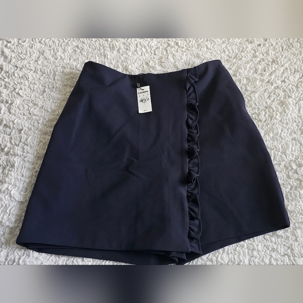 Express Navy Ruffle Skirt